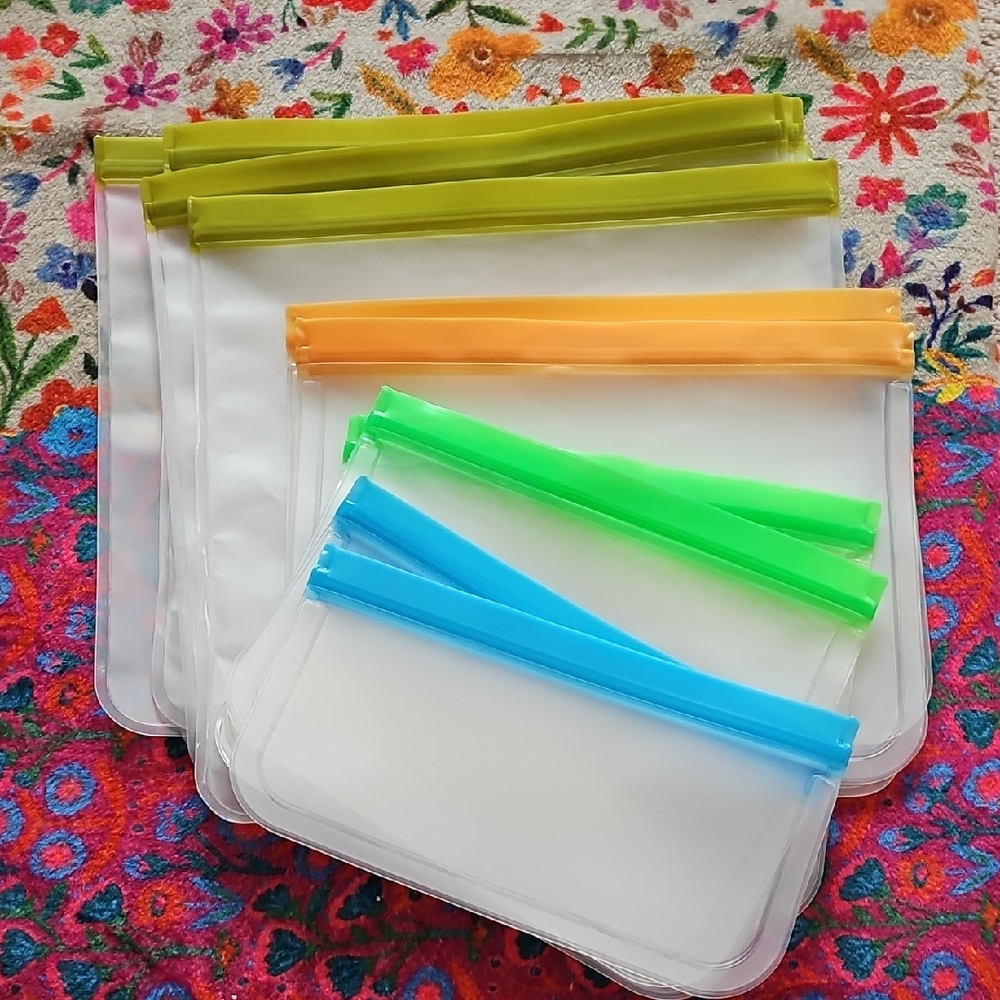 Reusable Storage Bags with Colorful Zippers